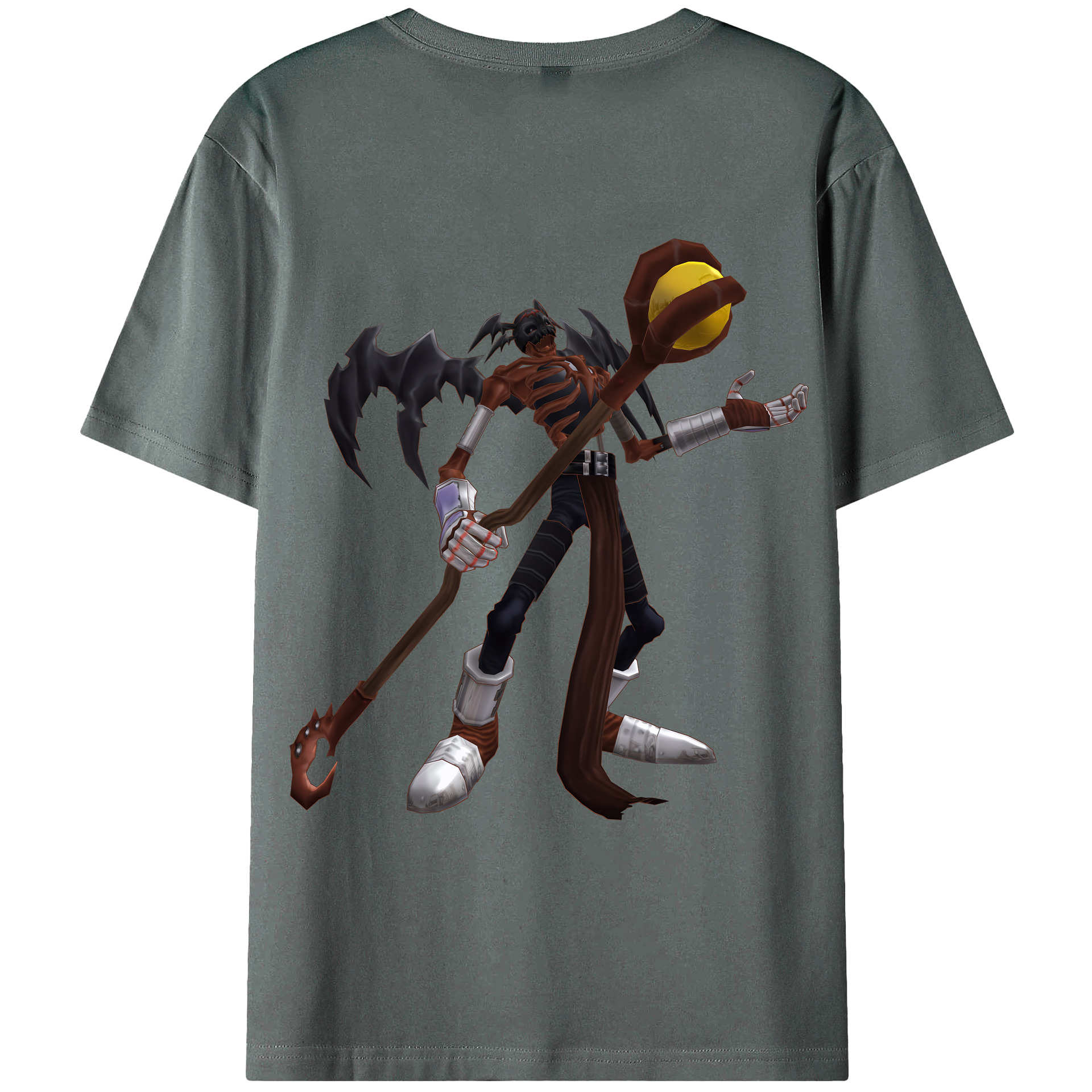 （画像用） Digimon デジタルモンスター/デジモン 綿100％ メンズ半袖Tシャツ（バックプリント） 通気性